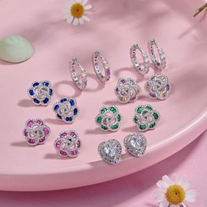 Pendientes de Joyería Fina Dylam con Diseño Colorido, Plata S925 con Baño de Rodio, Aros con Zirconia 5A, Estilo Eternity - Product Image 1
