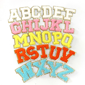 Parches de letras de chenilla de A-Z para niños, parches de chenilla con brillo en 10 colores, alfabeto para ropa, bolsa, 2,16 pulgadas, venta al por mayor - Product Image 2