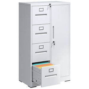 <span class=keywords><strong>Casier</strong></span> en acier <span class=keywords><strong>blanc</strong></span> moderne à 1 porte avec 4 tiroirs-Classeur de sécurité pour bureau scolaire et classeur - Product Image 2