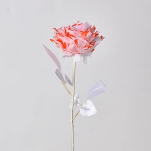 Rose artificielle en soie, branche unique, tête de fleur de 12 cm, longueur totale de 61 cm, accessoire décoratif en plastique - Product Image 1