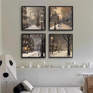 Parigi scena <span class=keywords><strong>invernale</strong></span> accessibile Luxury Photography Poster Art stile retrò soggiorno camera <span class=keywords><strong>da</strong></span> letto pittura decorativa per il <span class=keywords><strong>paesaggio</strong></span> - Product Image 3