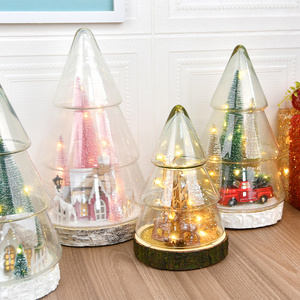 Nouvelles décorations de Noël nordiques pour comptoir et fenêtre, petit sapin de Noël en verre, figurines lumineuses décoratives - Product Image 3