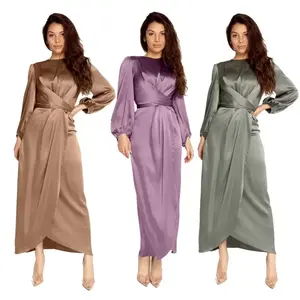 Dân Tộc Quần Áo Satin Bandage Abaya Dubai Thổ Nhĩ Kỳ Hijab Hồi Giáo Ăn Mặc Ấn Độ Âu Mỹ Hồi Giáo Phi Dresses Phụ Nữ Vestidos