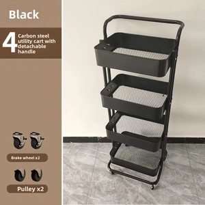 Chariot de <span class=keywords><strong>cuisine</strong></span> en métal à 4 niveaux, robuste et <span class=keywords><strong>moderne</strong></span>, avec roulettes, organisateur utilitaire, étagères de rangement mobiles - Product Image 6