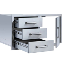 Meilleures ventes Dwarf : Meuble de cuisine BBQ d'extérieur professionnel en acier inoxydable, robuste et étanche, à 3 tiroirs, pour accessoires de barbecue