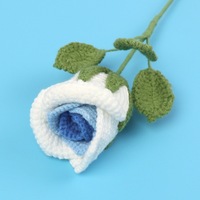 Bouquet de roses en verre à vin, crocheté à la main, écologique, fleur tricotée en fil fini, pour la remise des diplômes et Noël