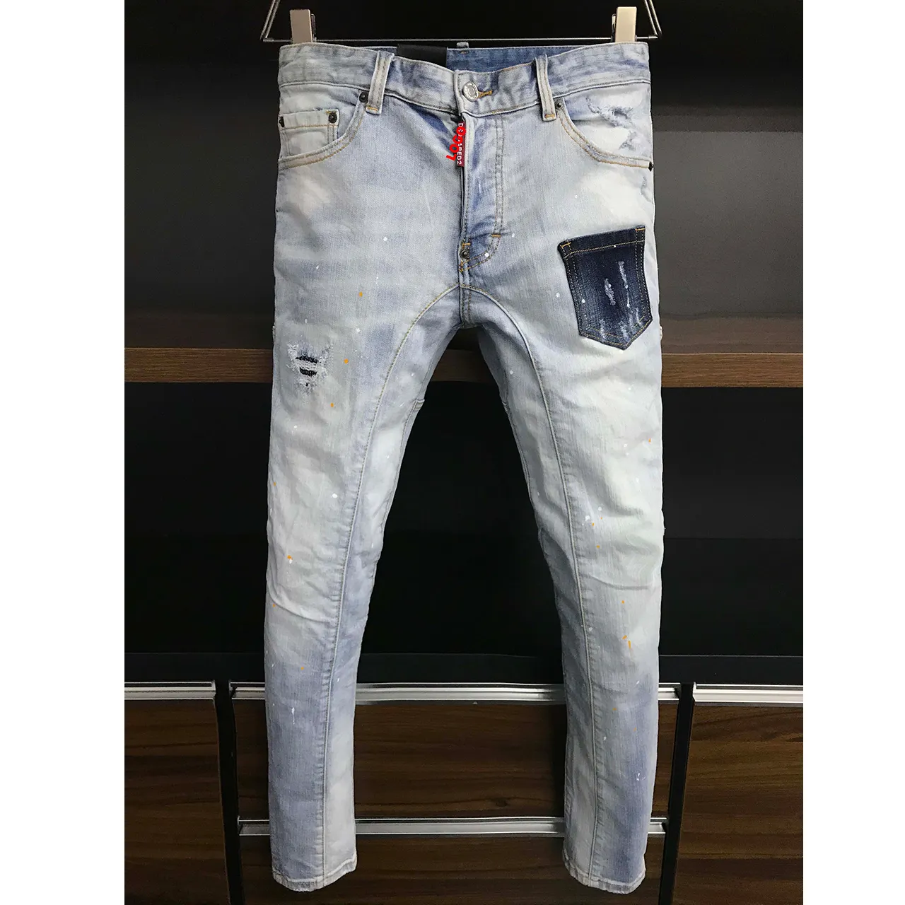 Pocket D2 Jeans Men Pants Streetwear Trousers Jeans Denim Biker High Quality Male Casual Designer Ripped Comfortable