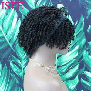 ISEE Meilleures ventes : Perruque courte afro en <span class=keywords><strong>cheveux</strong></span> vierges, style demi-bouffant, en <span class=keywords><strong>cheveux</strong></span> humains, <span class=keywords><strong>avec</strong></span> bandeau <span class=keywords><strong>foulard</strong></span> ananas à cordon <span class=keywords><strong>de</strong></span> serrage et <span class=keywords><strong>frange</strong></span> - Product Image 4