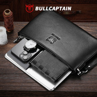 BULLCAPTAIN Dompet Kulit Asli Pria Multifungsi Kapasitas Besar, Tempat Kartu Bisnis Fashion, Dompet RFID, Tas Genggam Pria