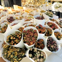 Bunga Mawar Kering Alami Asli Grosir, Kepala Bunga Multi-Head Berkualitas Tinggi untuk Kerajinan DIY, Rangkaian Bunga Pernikahan, 25-30 Kepala Bunga/Paket