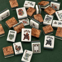 Tuiles de Mahjong Américaines de Luxe en Acrylique à Quatre Couches Effet Bois, Jeu pour 4 Personnes, Durables, Idéales pour les Réunions entre Amis et Famille, 160 Tuiles