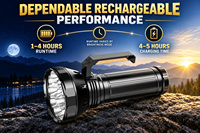 Lampe torche solaire W5220-2, charge par panneau solaire, LED, corps noir, version longue, finition lisse, IP54, autonomie 1-4h, 1000lm, 32000mAh