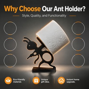 Ant-Shaped Plastic <b>Toilet</b> Paper <b>Holder</b> Durable Easy-Cleaning Minimalist Design Sturdy Single-<b>Roll</b> Support Countertop/<b>Wall</b> <b>Mount</b> - Product Image 3