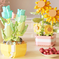 Mini jouets pour enfants, blocs de décoration pour la maison, fleurs en pot