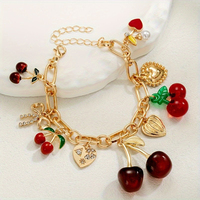 Nieuwe mode sieraden verguld gouden ketting delicaat kersen fruit hart zirkoon bedel armband voor dames dagelijks gebruik