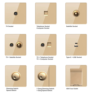 Chất lượng cao phong cách Retro Matte Acrylic Bảng điều chỉnh màu đen vàng trắng màu xám-UK tiêu chuẩn tường diplexed truyền hình vệ tinh FM ổ cắm tấm 13A - Product Image 1