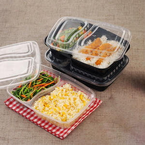 Eco Gesunde Mahlzeit Prep Container nehmen weg schwarz <span class=keywords><strong>2</strong></span> fach Einweg Kunststoff Mahlzeit <span class=keywords><strong>Box</strong></span> - Product Image 1
