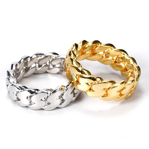 Bague NUOYA 8MM Hip Hop de <span class=keywords><strong>luxe</strong></span> plaquée or 18 carats pour hommes - Product Image 2
