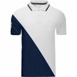 T-shirts polo personnalisés à manches courtes de haute qualité Polos de golf bicolores à séchage rapide avec décoration patchwork en tissu tricoté foncé - Product Image 4