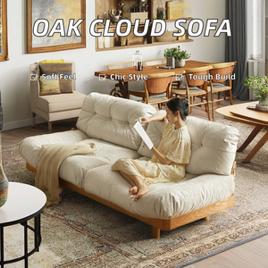 XINYMD Canapé italien en bois de chêne Lit nuage en forme de I Canapé en bois de chêne massif avec éponge pour le salon - Product Image 2