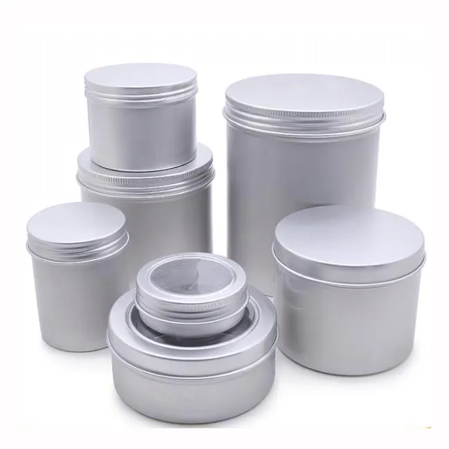 Boîte à vis en étain métallique vide, récipient personnalisé avec écran en soie, bougie à crème cosmétique, pot en aluminium