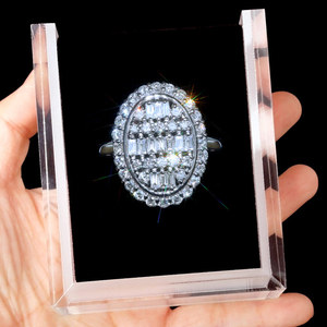 Anello ovale vintage da donna con design intarsiato scintillante, gioielli eleganti e alla moda - Product Image 2