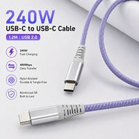 Nouveau câble de charge rapide USB-C vers Type-C PD 240W 2026, 48V 5A, USB 2.0, tressé en nylon, pour smartphone et ordinateur portable, OEM ODM