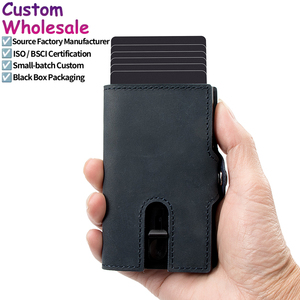 Cartera Minimalista Delgada con Expulsión Automática Casekey, Bloqueo RFID, Tarjetero para Tarjetas de Crédito, Monedero con Cierre de Botón - Product Image 1