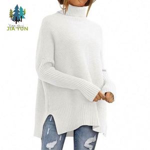 Maglione Oversize da <span class=keywords><strong>Donna</strong></span> a <span class=keywords><strong>Collo</strong></span> <span class=keywords><strong>Alto</strong></span> Personalizzato, Manica Lunga con Spacco, in Poliestere Lavorato a Maglia, Prezzo all'Ingrosso - Product Image 3