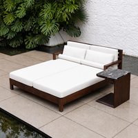 Lit de repos double de luxe pour hôtel, lit de soleil en teck massif pour patio, mobilier d'extérieur en teck résistant aux intempéries