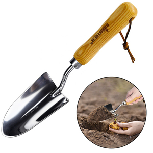 Vertak-Paleta de acero inoxidable pulido para jardín, pala de mano de flores pequeñas con mango de madera - Product Image 1