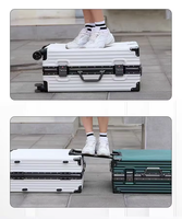 Valise à roulettes en aluminium en gros |   Valise à roulettes universelle à grande capacité avec serrure à combinaison |   Unisexe Voyage