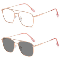 Lunettes d'Ordinateur Carrées avec Monture, Verres Photochromiques Anti-Lumière Bleue à Transition UV et à Changement de Couleur