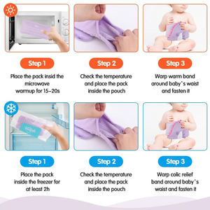 Almohadilla Térmica para Bebés, Alivio de Cólicos, Gases y Estómago Enfadado, Envoltura Térmica para el Abdomen con 2 Paquetes de Gel para Recién Nacidos y Bebés - Product Image 6