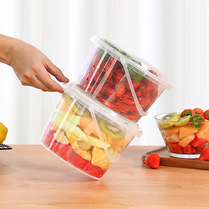 Crayfish Takeout <b>Box</b> <b>Large</b> Capacity Round Food Grade <b>Plastic</b> Container With Clip On Lid For Party Storage - Product Image 2
