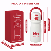Botellas de Agua Personalizadas de Acero Inoxidable, Tazas para Niños, Vaso Infantil de 500 ml/16 oz, 2 en 1 para la Escuela con Pajita