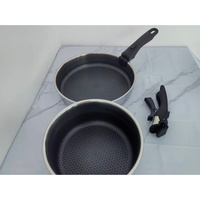 Ensemble de 5 ustensiles de cuisine classiques modernisés en acier inoxydable durable 3 plis, antiadhésifs, avec poignée détachable, compatibles lave-vaisselle et four