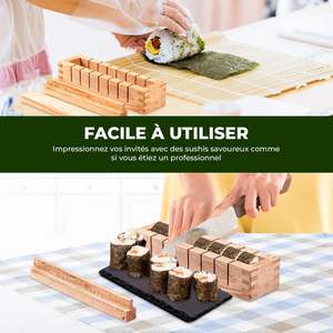 Kit de <span class=keywords><strong>Sushi</strong></span> Profesional para Principiantes 15 en 1 con Alfombrillas de Bambú Molde Onigiri Paleta de Arroz y Cuchillo para Uso de Padres e Hijos para Herramientas de <span class=keywords><strong>Sushi</strong></span> Rodantes - Product Image 4