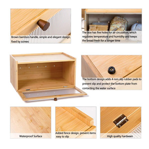 Bamboo Bread Box Rectangle With Transparent Window <b>Kitchen</b> Food Storage Freshness Preservation - Product Image 4