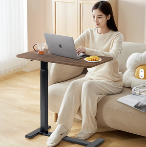 Table de chevet en MDF avec élévateur hydraulique et plateau réglable, support mobile roulant pour ordinateur portable pour lit d'hôpital, idéal pour la maison - Product Image 2
