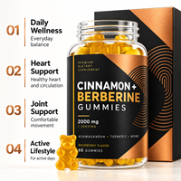 Gummies OEM ODM Marque Privée Cannelle Berbérine Ashwagandha Curcuma Chrome Niacine Psyllium Framboise 60 Unités Adultes
