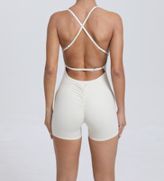 RUIQUWIN Combinaison-short de yoga taille haute pour femme, personnalisée, sexy, respirante, écologique, avec ceinture élastique, couleur unie