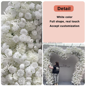 Arco de Flores para Decoración de Eventos, Arco de Flores de Doble Cara con Rosas Blancas, Fondo de Boda - Product Image 4