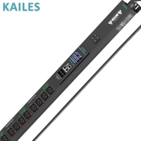 KAILES(KLS) K55 Série ZD PDU intelligent 32A 200-240Vac 16 C19Anti-Drop+2Disjoncteur Installation verticale Tôle noire