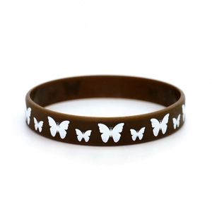 สายรัดข้อมือซิลิโคนลายการ์ตูนผีเสื้อ พิมพ์โลโก้และข้อมูล กันน้ำ สายรัดข้อมือยางสำหรับโปรโมชั่น - Product Image 3