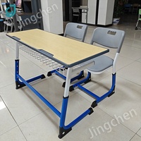 Plusieurs options de couleur en forme de C Ensemble de bureau et de chaises d'école pour enfants pour la salle de classe de base ou le mobilier scolaire