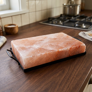 High Quality Wholesale Premium a Grade Refined Himalayan Salt Cooking Slab Round Shape Salt Block for BBQ Grill Carved Technique - Product Image 1