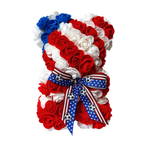 Ours en peluche Rose de l'équipe nationale des États-Unis, fleur artificielle de qualité supérieure, souvenir pour fans, vente en gros - Product Image 2