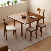 Table à manger pliante carrée moderne en bois massif pour petit appartement et salon, 4 places