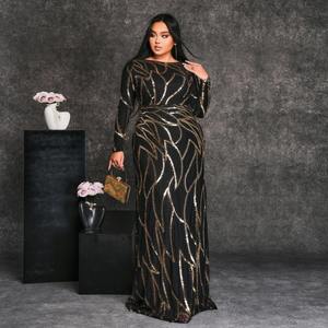 Robes africaines à paillettes pour femmes à manches longues Robes sirène élégantes Robes <span class=keywords><strong>de</strong></span> soirée mode avec <span class=keywords><strong>jupon</strong></span> - Product Image 5